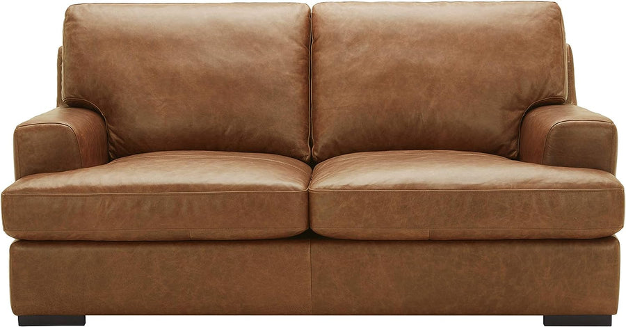Stone & Beam Lauren Genuine Leather Down Filled Oversized Sofa Couch 89" - $900