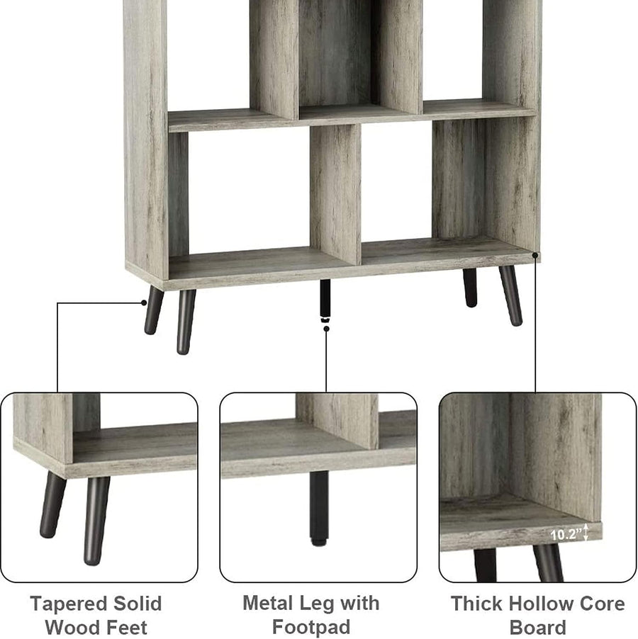 Bestier Mid Century Bookshelf Modern Bookcase 7 Cube Storage Organizer - $105