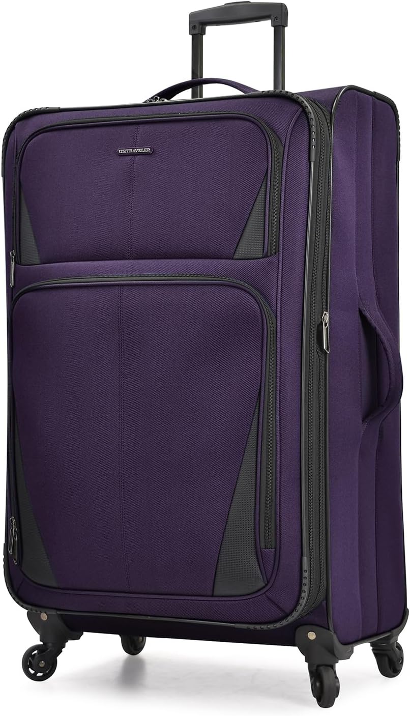 U.S. Traveler Aviron Bay Expandable Softside Luggage, Spinner Wheels, Purple, 30-Inch - $50
