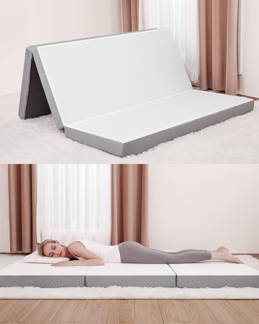 Forias Folding Mattress, Tri-fold Mattress, 4 Inch Foldable Mattress Topper, Full - $85