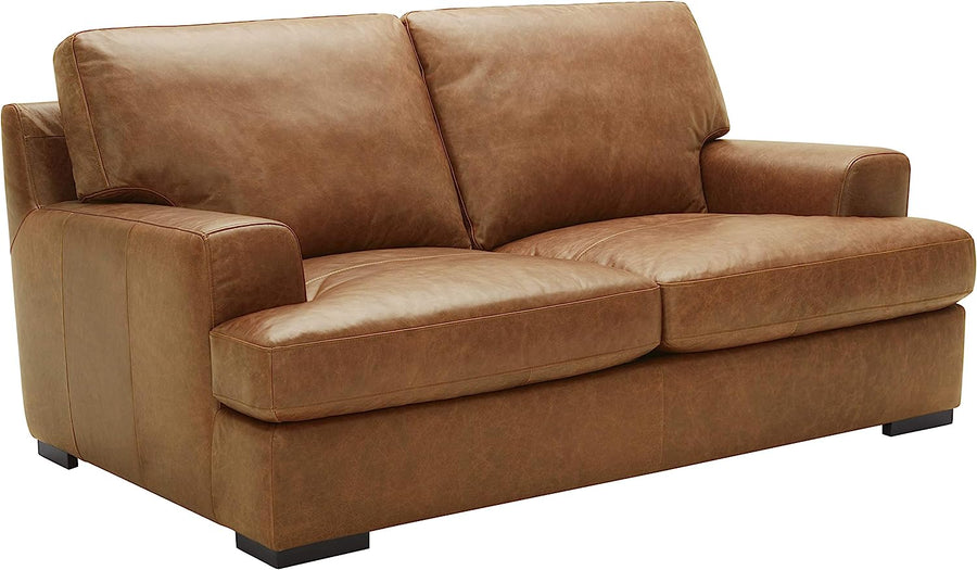 Stone & Beam Lauren Genuine Leather Down Filled Oversized Sofa Couch 89" - $900