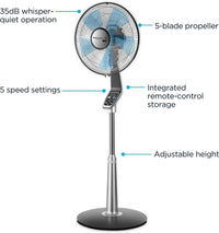Rowenta Turbo silence Stand Fan Oscillating Fan with Remote Control, Silver - $100