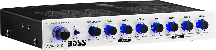 BOSS Audio Systems AVA1210 7 Band Pre-Amp Car Equalizer with Gold-Plated Front Rear and Subwoofer Outputs - $35