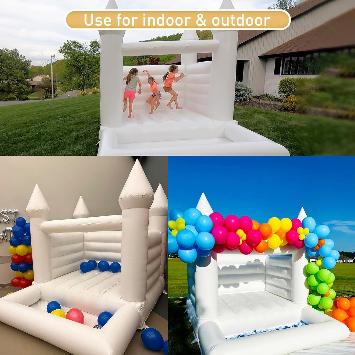 White Bounce House 10x8x8FT with Ball Pit & Air Blower Commercial Grade - $335