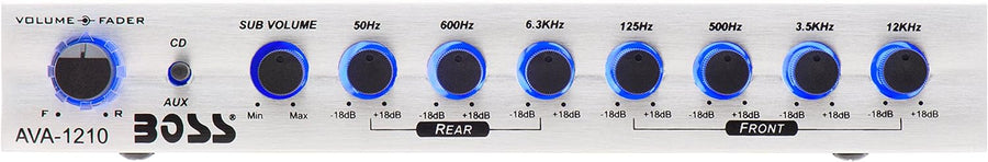 BOSS Audio Systems AVA1210 7 Band Pre-Amp Car Equalizer with Gold-Plated Front Rear and Subwoofer Outputs - $35
