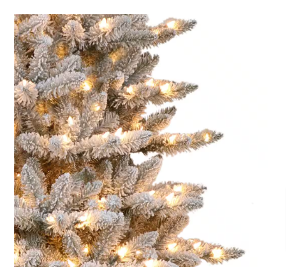 Puleo International 7.5 ft. Pre-Lit Flocked Slim Fraser Fir Artificial Christmas Tree - $140