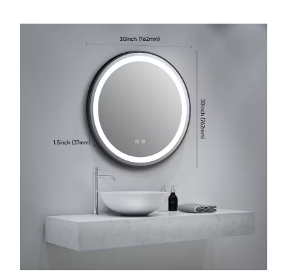 ELLO&ALLO 30 in. W x 30 in. H Round LED Light Anti-Fog Wall Mount Vanity Mirror - $145