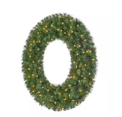 Home Accents Holiday 36 in. Pre-Lit LED Wesley Pine Artificial Christmas Wreath - $35