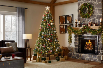 Home Accents Holiday 7.5 ft Hogan Fir Pre-Lit LED Artificial Christmas Tree - $120