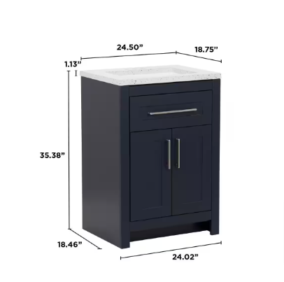 Clady 24 in. W x 19 in. D x 35 in. H Single Sink Bath Vanity in Deep Blue (No Top) - $130