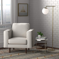 Rivet Revolve Modern Upholstered Armchair with Tapered Legs, Linen - $180