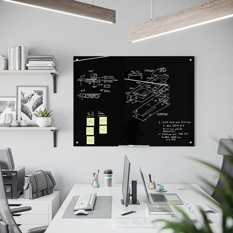 U Brands Glass Dry Erase Board, 47" x 35", Black, Non-Magnetic, Frameless - $125