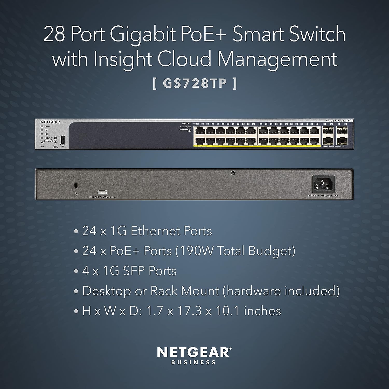NETGEAR 28-Port PoE Gigabit Ethernet Smart Switch (GS728TP) - $100