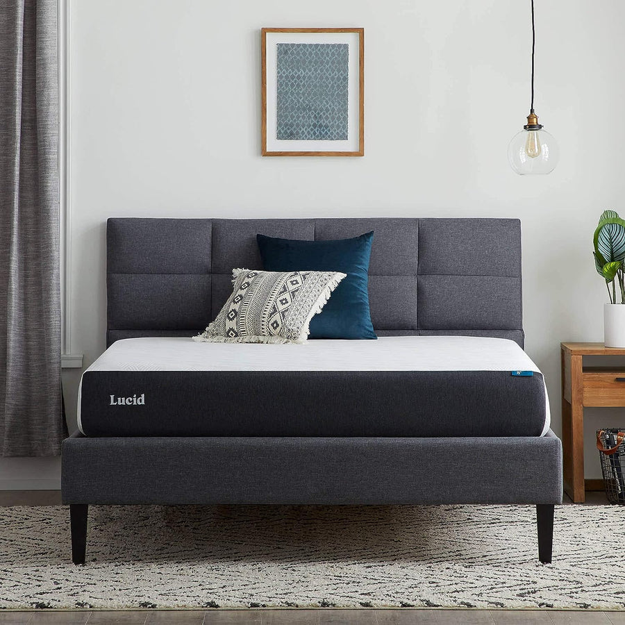 Lucid 8 Inch King Mattress - Plush Memory Foam Mattress – Gel Infused, White - $220