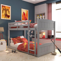 Contemporary Wood Arch Twin Over Twin Floor Bunk Bed with Slats, Gray - $189