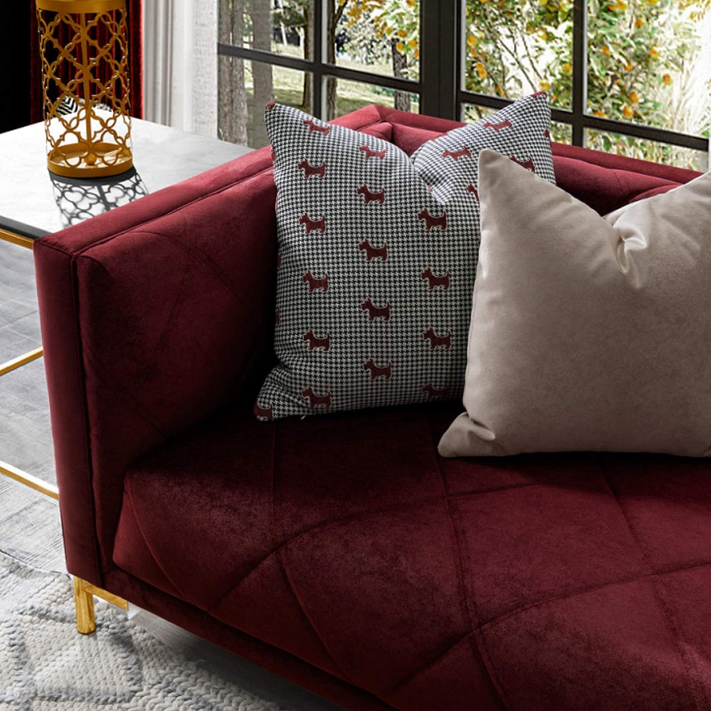 Acanva Modern Mid-Century Sofa with Velvet Upholstered Fabric - $600