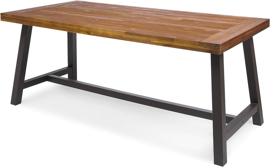 Carlisle Outdoor Dining Table with Iron Legs, Sandblast Finish / Rustic Metal - $145