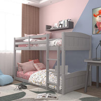 Contemporary Wood Arch Twin Over Twin Floor Bunk Bed with Slats, Gray - $189