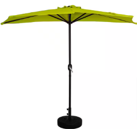 Fiji 9 ft. Market Half Patio Umbrella with Black Round Base in Lime Green - $50