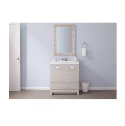 Doveton 30 in. W x 19 in. D x 34 in. H Single Sink Bath Vanity in White  with White Engineered Marble Top