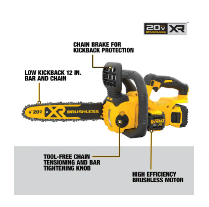 DEWALT 20V MAX 12in. Brushless Battery Powered Chainsaw Kit (Slightly Used) - $150