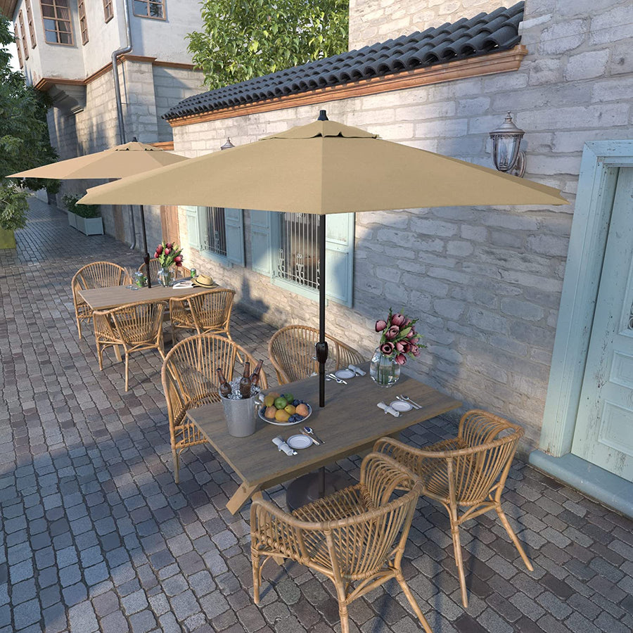 California Umbrella 9 ft. Champange Auto Tilt Crank Lift, Antique Beige Sunbrella - $120