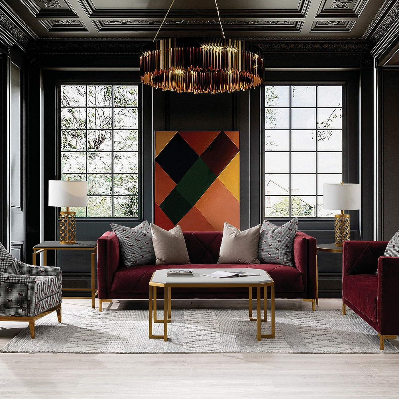Acanva Modern Mid-Century Sofa with Velvet Upholstered Fabric - $600