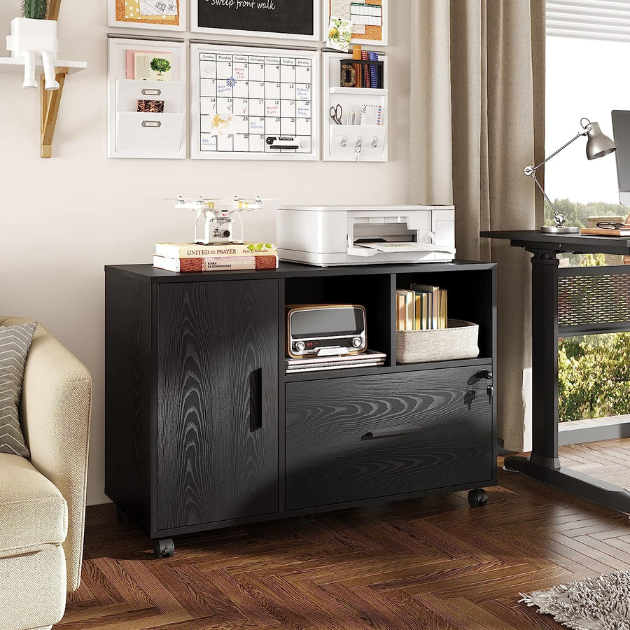 DEVAISE Office File Cabinet with Lock, 1-Drawer Wood Lateral Filing Cabinet - $90