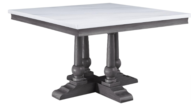 Yabeina Collection 73270 48" Dining Table with Marble Top, in Gray Oak Finish - $655