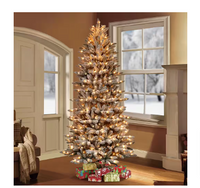 Puleo International 7.5 ft. Pre-Lit Flocked Slim Fraser Fir Artificial Christmas Tree - $135