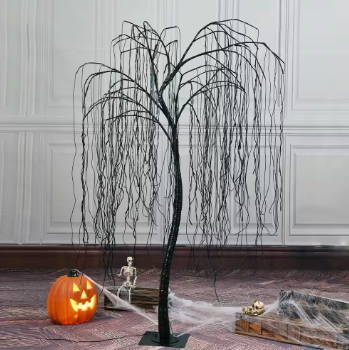 Lightshare 7 ft. Purple Pre-Lit LED Halloween Artificial Christmas Tree with Spiders - $90