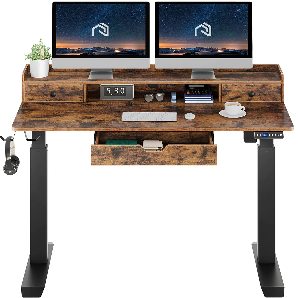 Rolanstar Computer Desk with Shelves and Drawer 39 inch for Home Office,Black