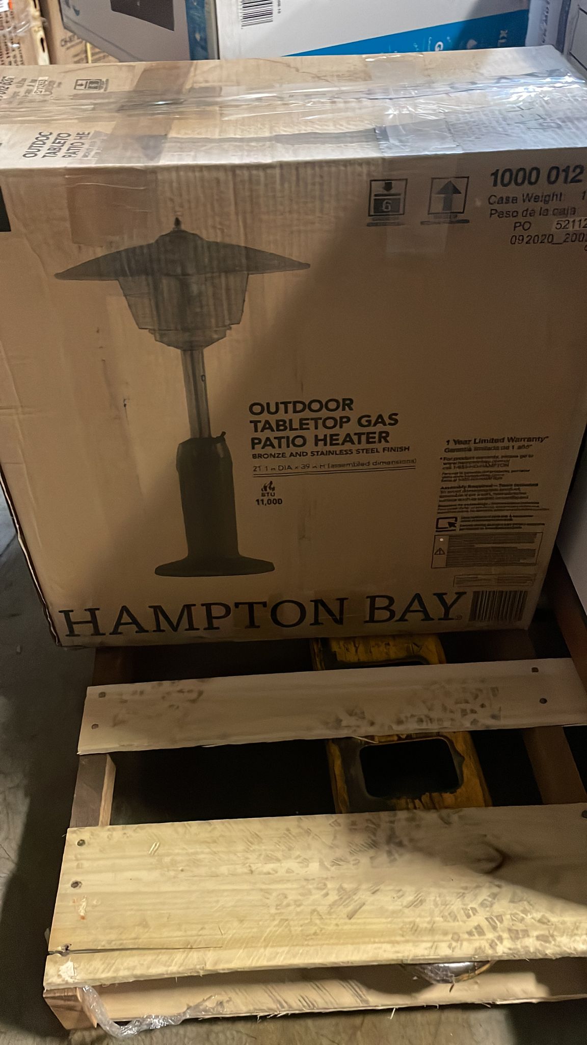Hampton Bay 11,000 BTU Powder Coated Bronze Tabletop Propane Patio Heater - $110