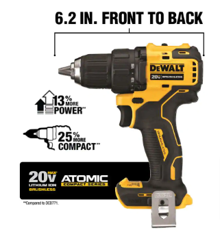 DEWALT ATOMIC 20V MAX Cordless Brushless Compact 1/2 in. Drill/Driver - $130