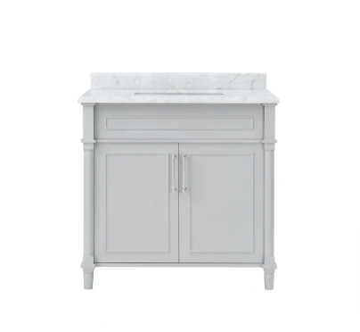 Aberdeen 36 in. W x 22 in. D x 34 in. H Single Sink Bath Vanity in Dove Gray - $720