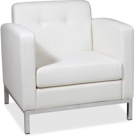 White Arm Chair, 28"L31"H, Built-in Arms, Leather Seat, Collection: Wall Street Series - $215