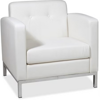 White Arm Chair, 28"L31"H, Built-in Arms, Leather Seat, Collection: Wall Street Series - $210