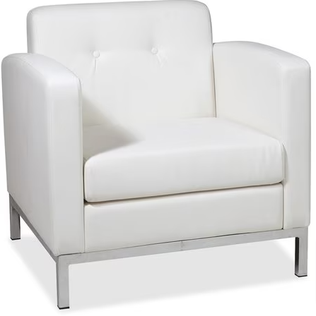 White Arm Chair, 28"L31"H, Built-in Arms, Leather Seat, Collection: Wall Street Series - $210