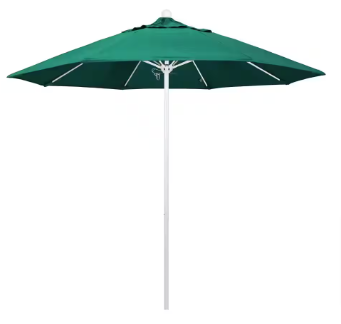 9 ft. White Aluminum Market Patio Umbrella with Fiberglass Ribs and Push Lift - $199
