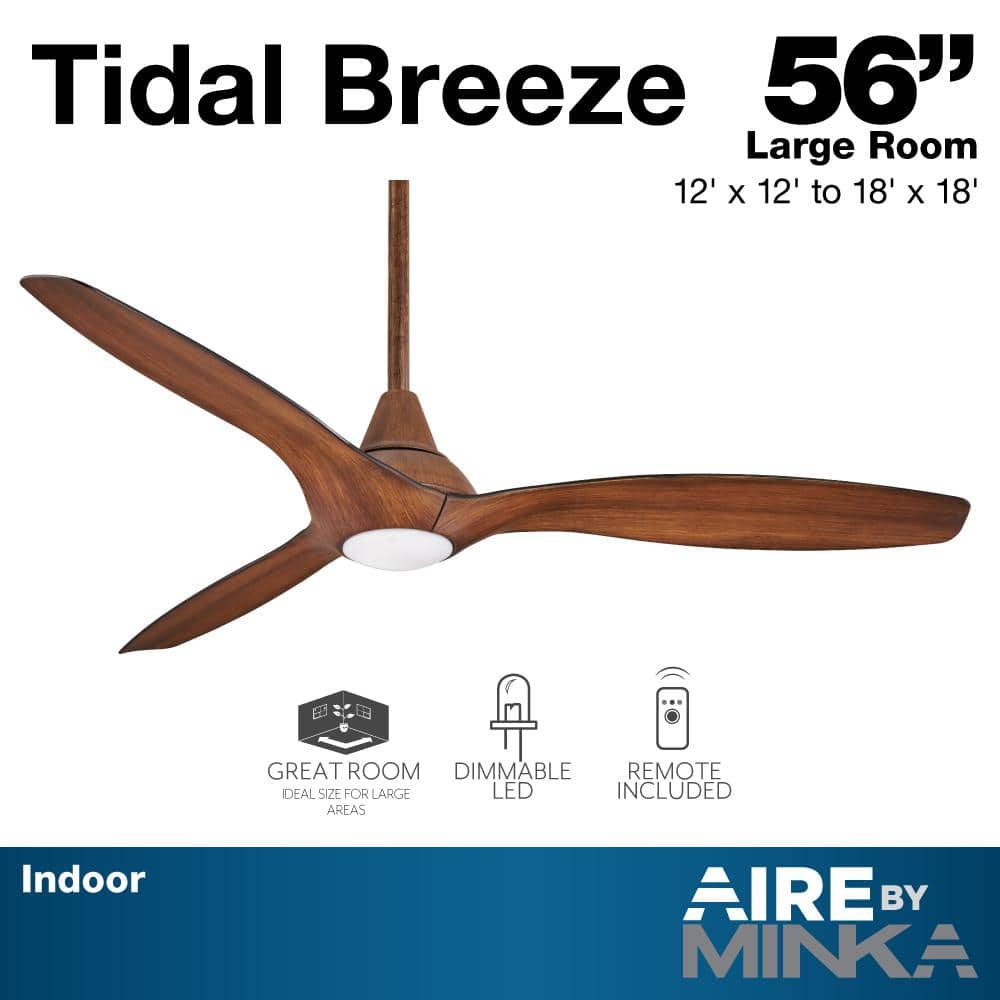 AIRE BY MINKA Tidal Breeze 56 in. LED Indoor Distressed Koa Ceiling Fan - $160
