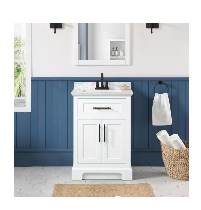 Doveton 24 in. W x 19 in. D x 34 in. H Single Sink Bath Vanity in White (No Top) - $140