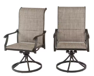 Riverbrook Espresso Brown Padded Sling Swivel Steel Patio Lounge Chairs (2-Pack) - $200