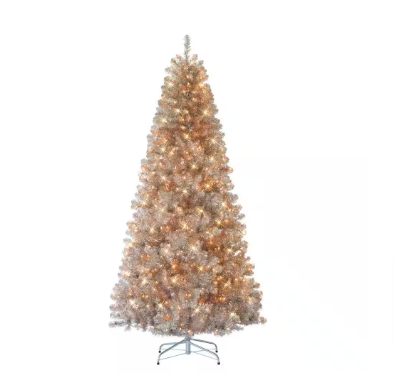 Puleo International 7.5 ft. Pre-Lit Rose Gold Artificial Christmas Tree - $170