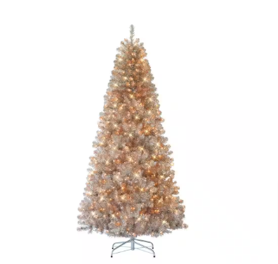 Puleo International 7.5 ft. Pre-Lit Rose Gold Artificial Christmas Tree - $165
