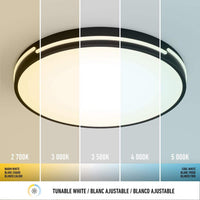 Artika Delray 15 in. 1-Light Black LED 5 CCT Flush Mount Ceiling Light Fixture - $60