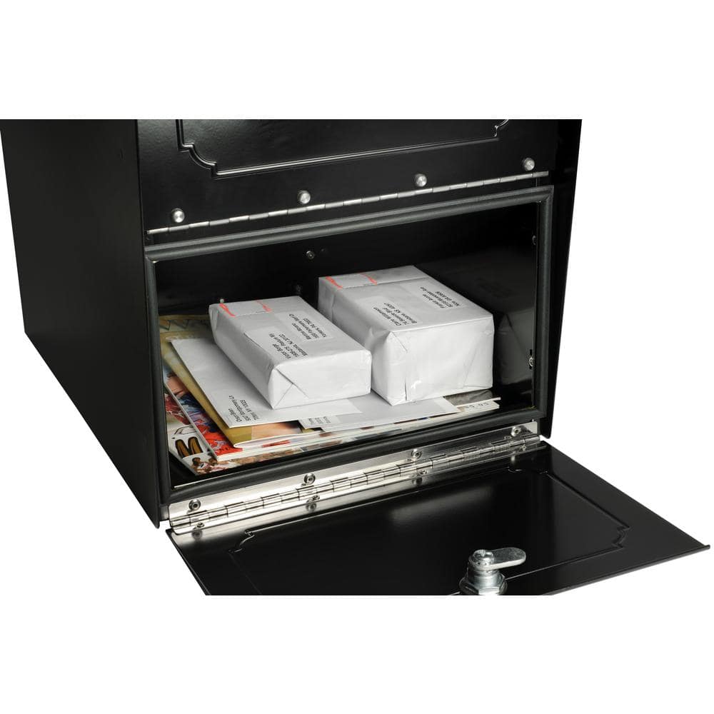 Oasis Classic Black, Extra Large, Steel, Locking, Post Mount Parcel Mailbox - $70