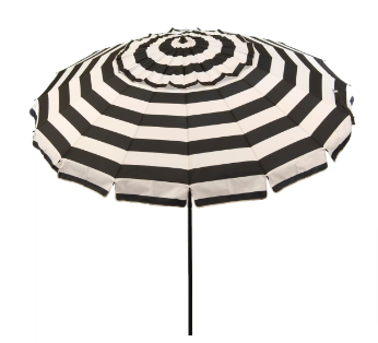 DestinationGear 8 ft. Patio and Beach Umbrella in Black and White Stripes - $65