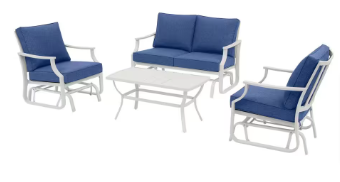 Metal Patio Chair Set with CushionGuard Mariner Blue Cushions(2pk Glider Chair Only) - $180
