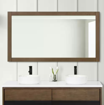 Kordite Rectangular Framed Wall Bathroom Vanity Mirror, 60”w x 33”h, Almond Latte - $225