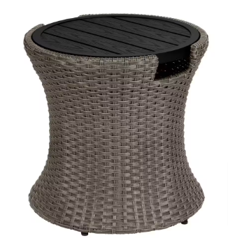 Exclusive Hampton Bay 20.08 in. Fairlane Black Wicker Outdoor Side Table - $60